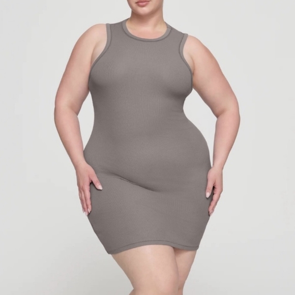 2. NWT SKIMS COTTON RIB TANK DRESS IN SMOKE - Picture 5 of 8